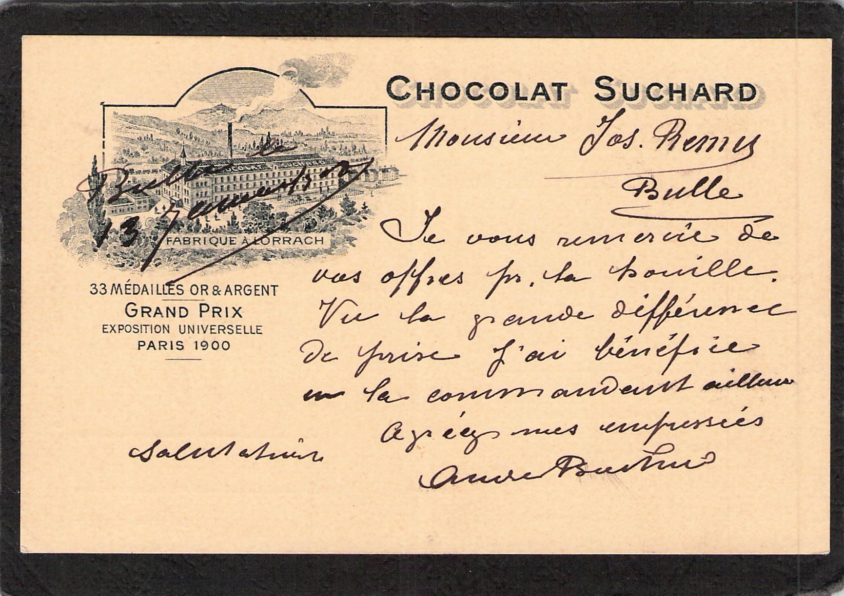 Cartoline postali: Suchard PK 034 Such  48 ,  gel. 14.l.1908 – Usato da Reichenburg venduto da Pipo-67