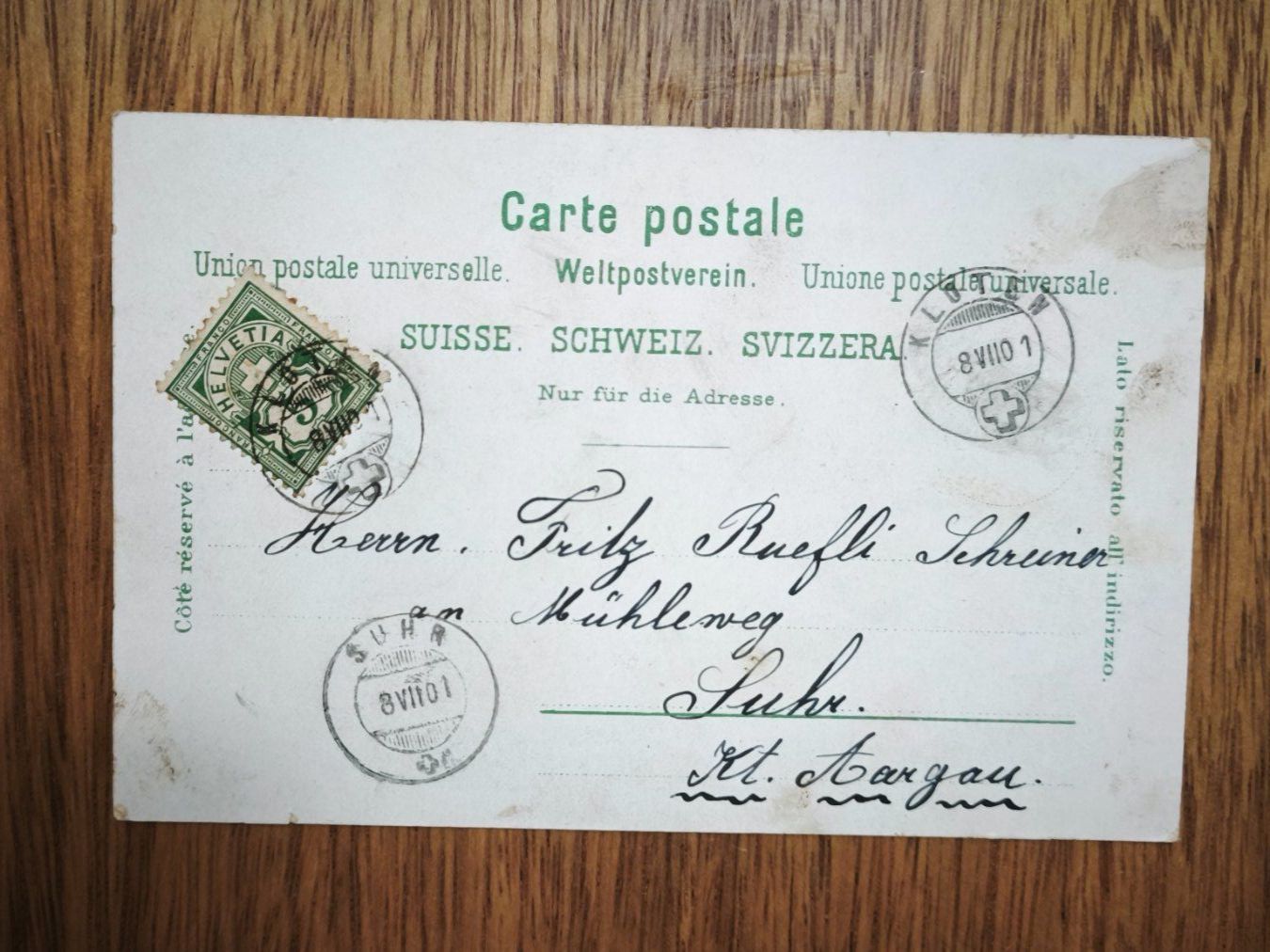 Ansichtskarten: Litho Postkarte Gruss aus KLOTEN – Gebraucht aus Aesch BL von Opirol 1