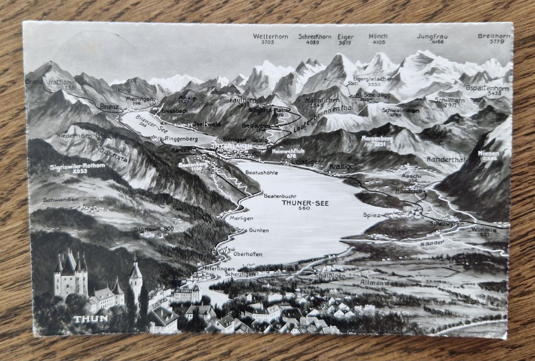 Cartoline postali: Reliefkarte Thunersee 1947 – Usato da Ebikon venduto da Donar50