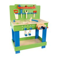 Kinderwerkbank aus Holz mit Werkzeug