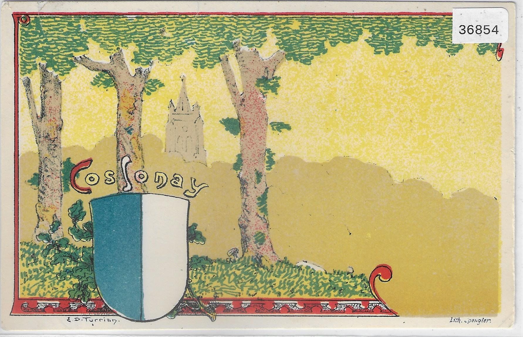 Cartes postales: Cossonay-Ville - Wappen - Litho – D'occasion à Ettingen par Kartenplanet