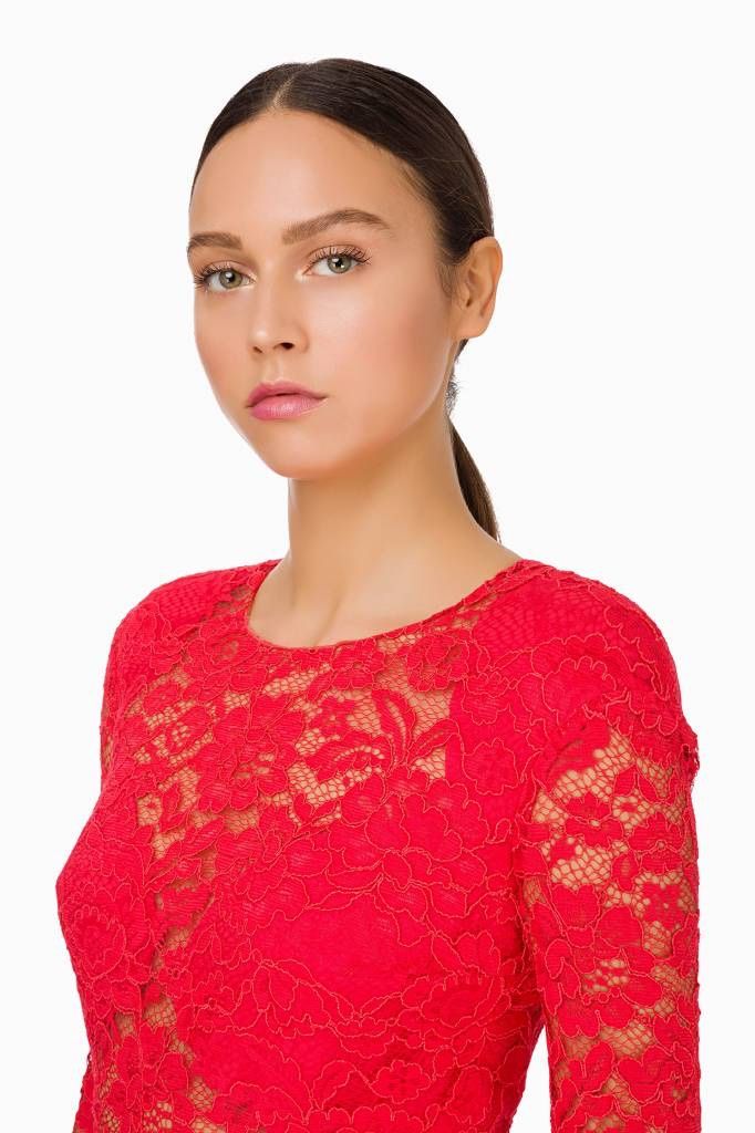 Franchi Kleider: ELISABETTA FRANCHI KNIELANGES KLEID MIT SPITZE – Neu (gemäss Beschreibung) aus Altendorf von Ro 1