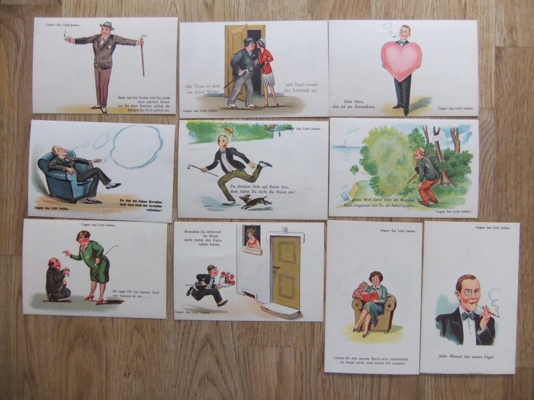 Ansichtskarten: 10 alte Humor Ansichtskarten " gegen das Licht halten " – Gebraucht aus St. Niklaus VS von wunschlos54