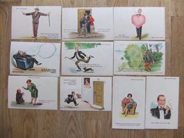 10 alte Humor Ansichtskarten " gegen das Licht halten "