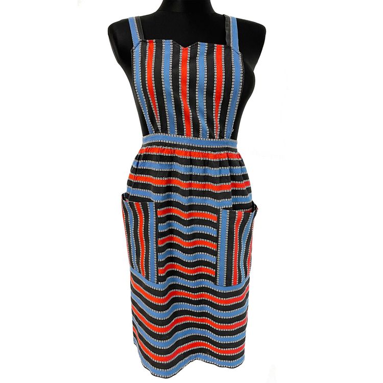 DPois Damen Schürze Retro – Grün Mit Sternen, Latzschürze, Verstellbar, One Size