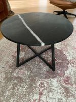 Couchtisch rund Marmoroptik schwarz 70 cm Metallgestell