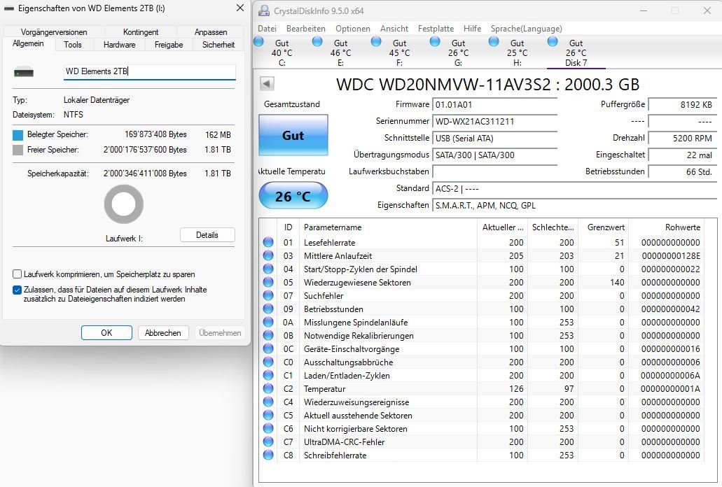 Western Digital Disques durs: WD Elements 2TB USB 3.0 externe Harddisk Festplatte – D'occasion à Frick par volvo850driver 4