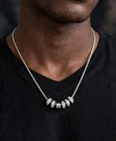 Collana acciaio inox color argento con elementi strass nuovo