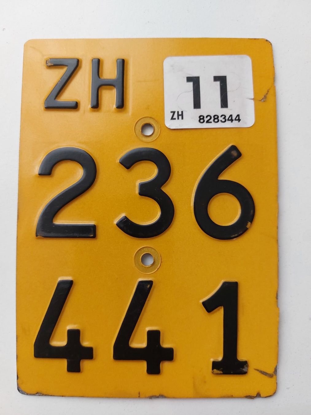 Sachs Insegne: Velonummer ZH 11 gelb Mofanummer Plaque Mofa – Usato da Schenkon venduto da Uhu007