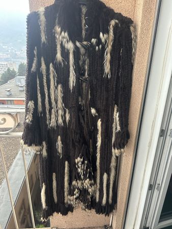 Cappotto in pelliccia coniglio volpe marrone nero 80/20