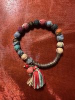 Armband farbig Metall und Stoff Elemente