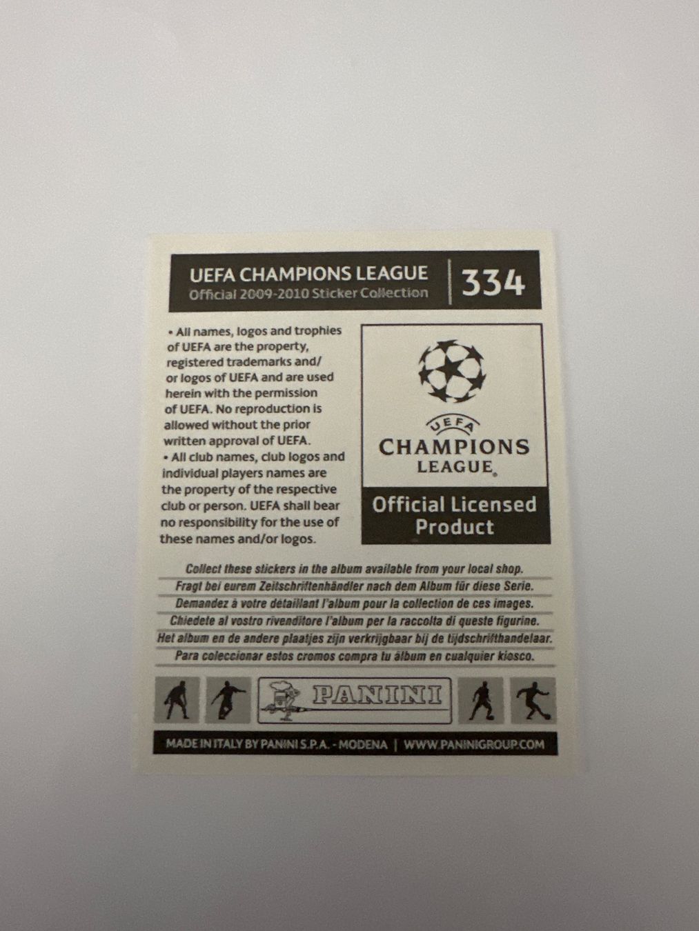 Panini Sammelbilder & Trading cards: Panini UEFA Champions League 2009-2010 - Nr. 334 – Gebraucht aus Sulz AG von DealWerk 1