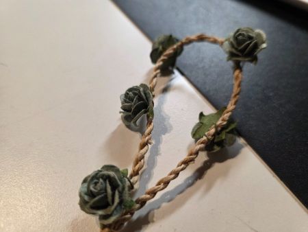 lange Bast Kette  mit Rosen Halskette 96 cm
