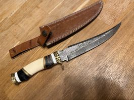 Damast Jagdmesser Outdoor Messer Horn und Knochen