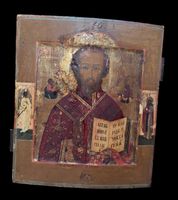 Icona Russa '700 "San Nicola di Myra con Santi Bordieri"