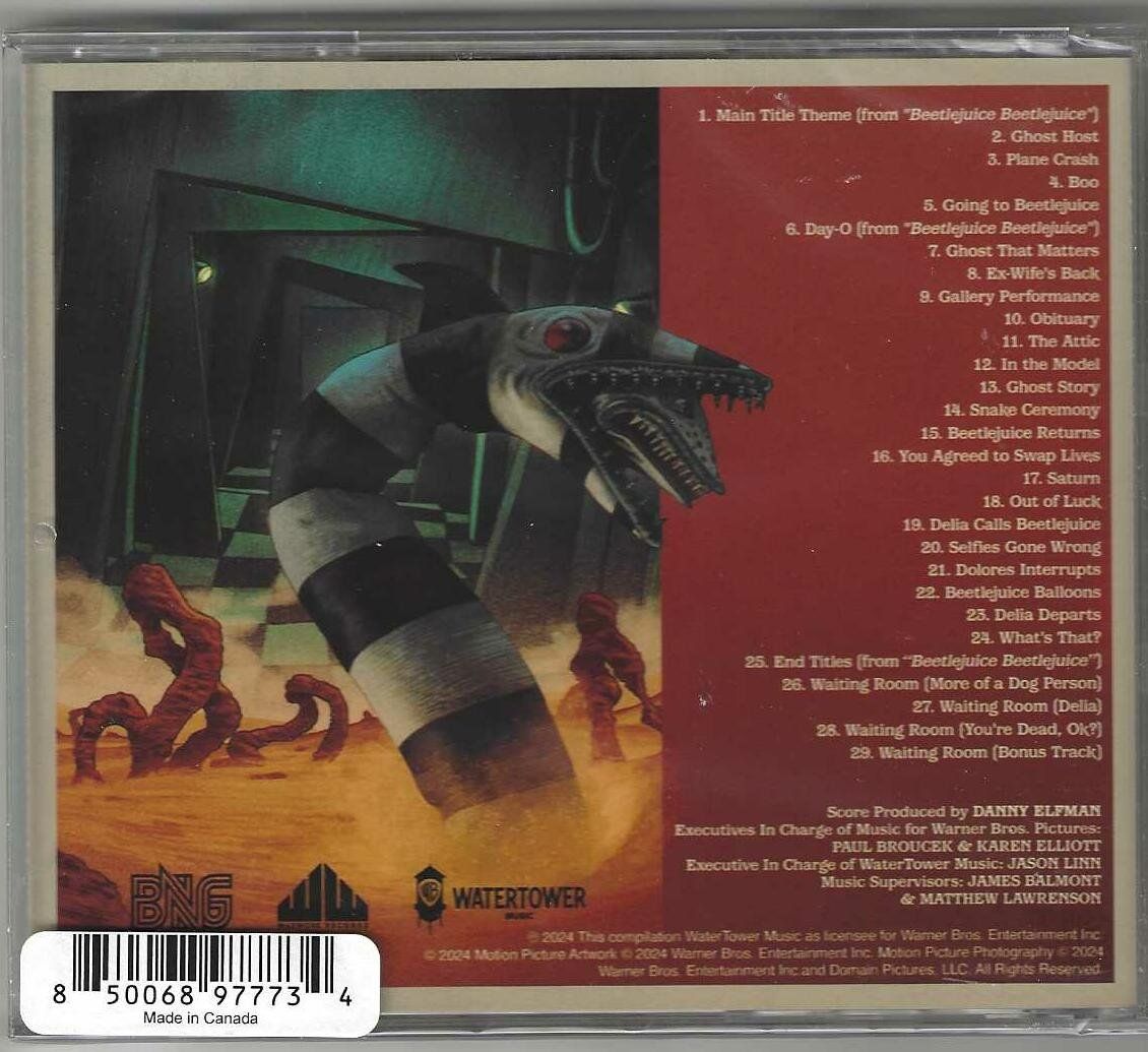 CD: Danny Elfman - Bettlejuice Beetlejuice : The Score – Nuovo e nell'imballaggio originale da Genève venduto da CDLPBookS 1