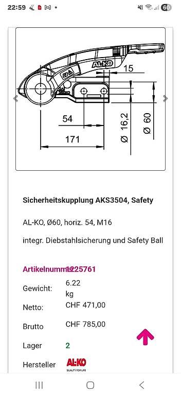 Attelages de remorque: Sicherheitskupplung-AKS3504/3500KG – D'occasion à Uerkheim par celi9 4
