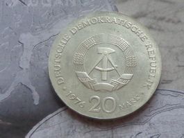 German Democratic Republic (DDR) 20 Mark 1976 W. Liebknecht