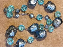 Vintage Murano blaue Glas Halskette, ca 40-50