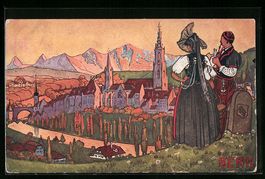 Bern, Trachtenträger blicken auf die St