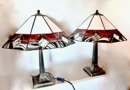 Paar frühe Vintage-Lampen Messing/Glass