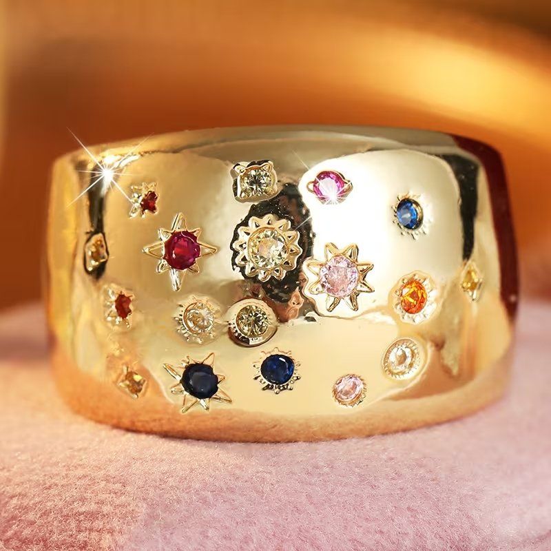 Ringe: Coctail Ring NEU Multicolor goldig – Neu und originalverpackt aus Bern von Miraitrading