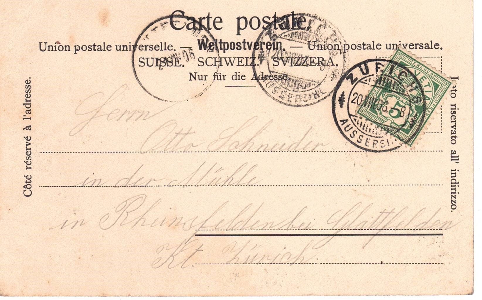 Ansichtskarten: 1906 Rheinfelden – Gebraucht aus Kreuzlingen von Koi4 1