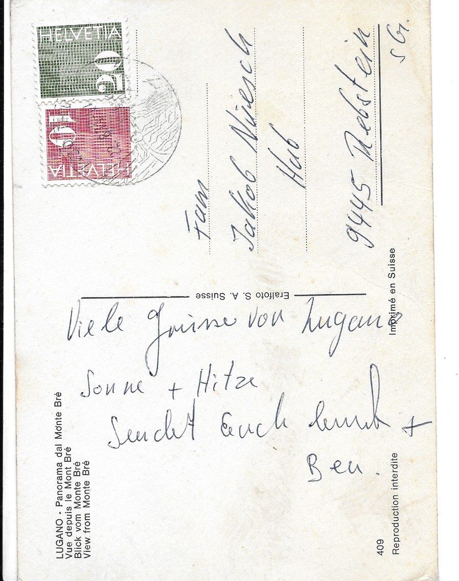 Cartoline postali: Panorama vom Monte Bré Lugano – Usato da Altstätten SG venduto da alpalfa 1