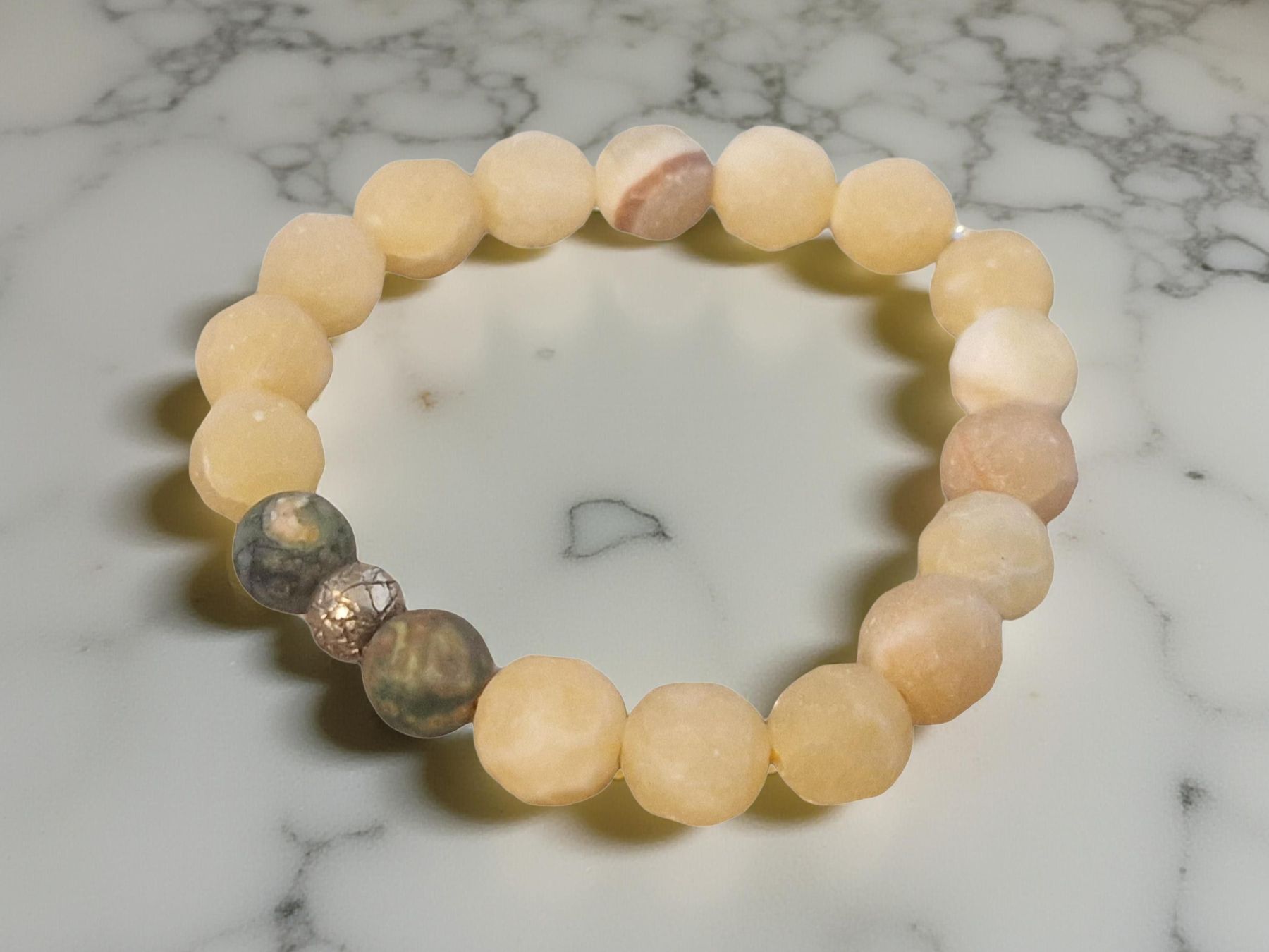 Armbänder & -reifen: Armband Aragonit, Rhyolith & Bronze – Neu und originalverpackt aus Aarau von Schmuckhoehle_MD 1