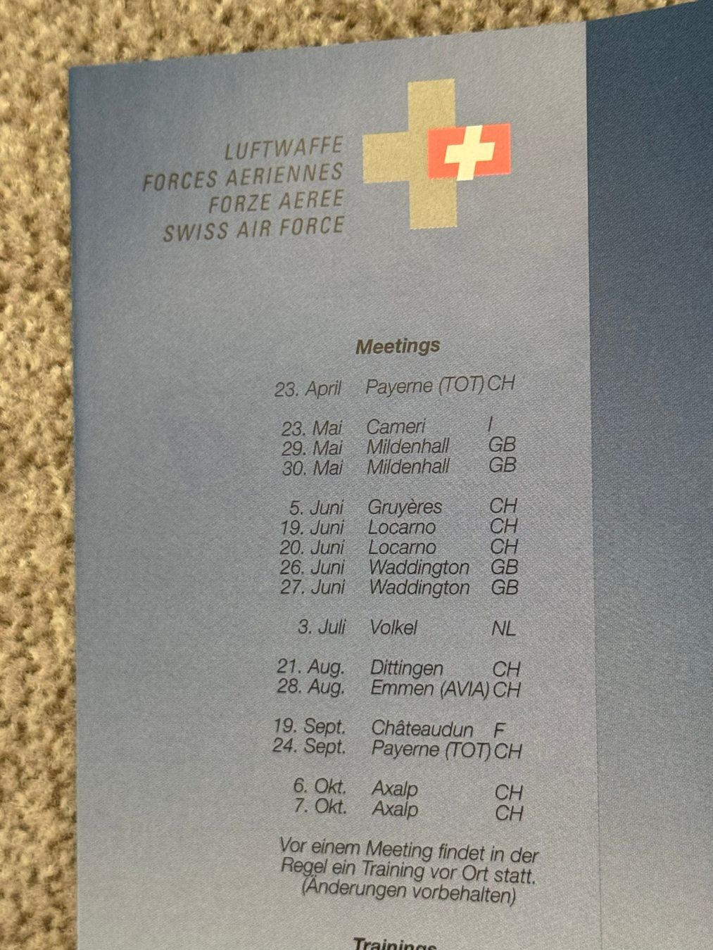 Schweizer Armee Documenti: Prospekt Patrouille Suisse 1999 - Schweizer Luftwaffe – Usato da Brütten venduto da Hst1 4