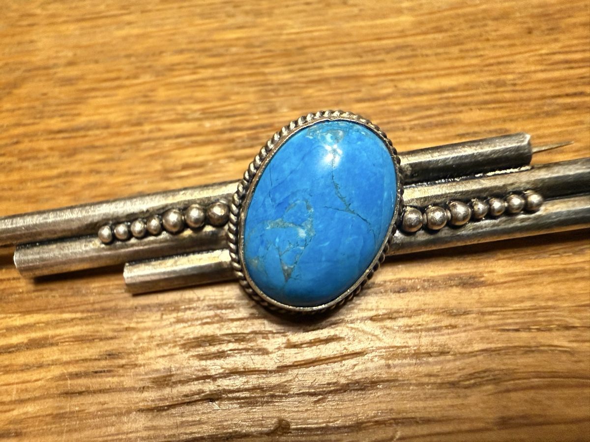Broches & Aiguilles: Brosche Silber 925 mit Türkis Oval antik – D'occasion à Goldach par Messerguru 4