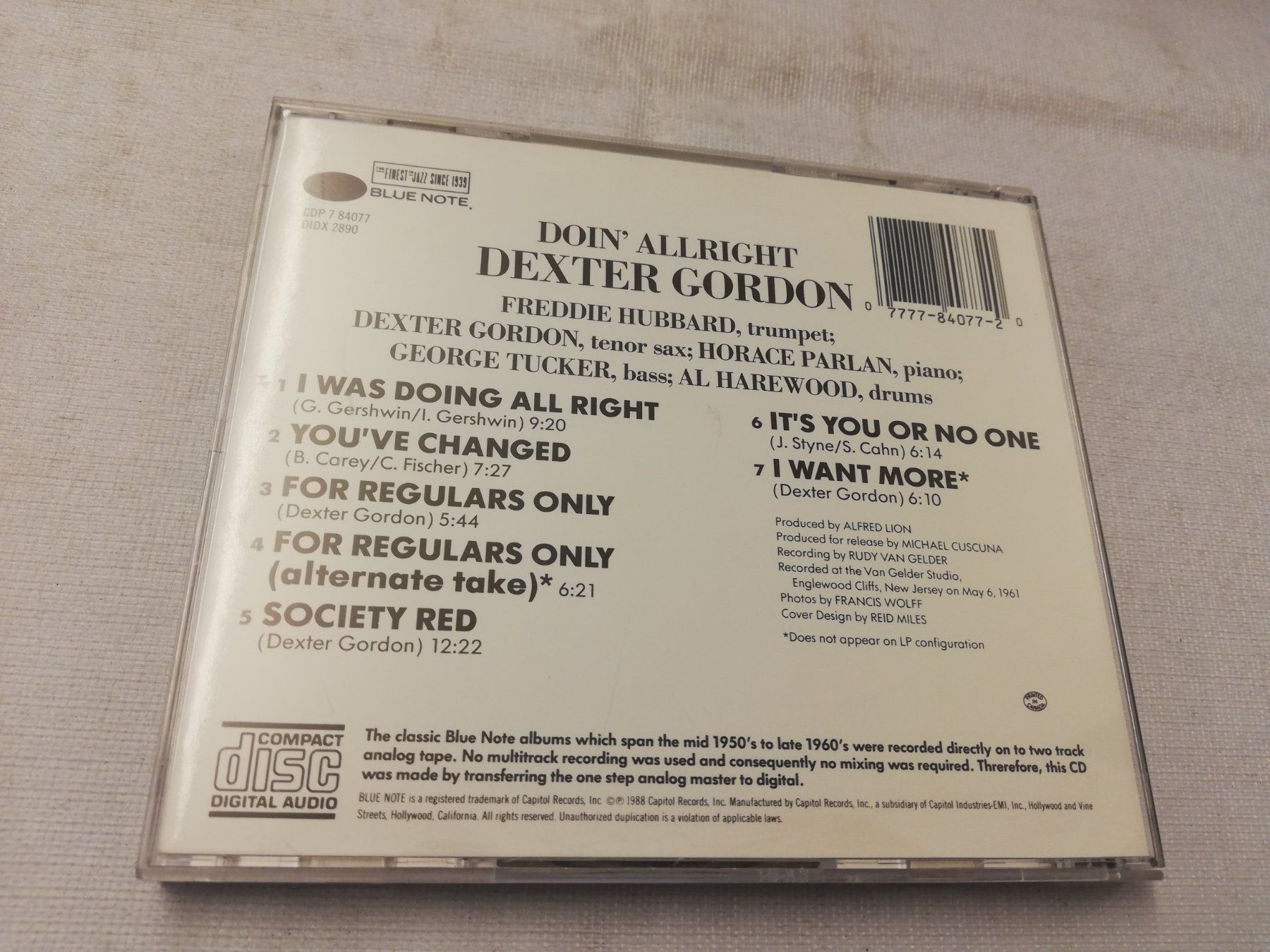 CD: DEXTER GORDON - DOIN' ALLRIGHT (BLUE NOTE) – Usato da Bern venduto da Vinylsound.ch 1