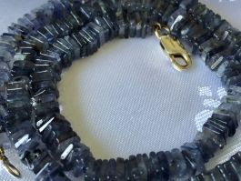 Iolith Kette, Silber Verschluss 925, 45 cm