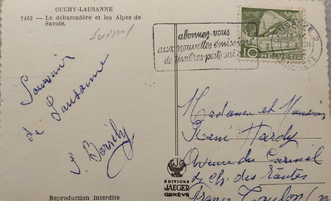 Cartoline postali: LAUSANNE-OUCHY - Le débarcadère - 1952 – Usato da Delémont venduto da Domdom1 1