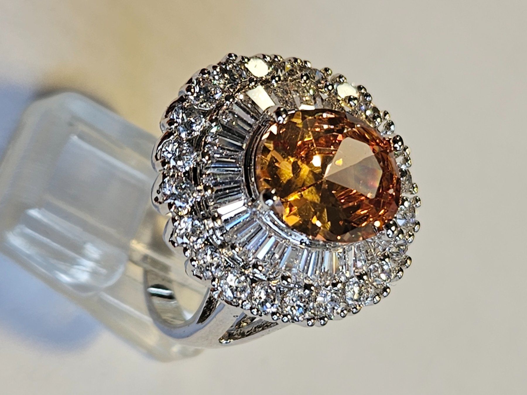 Bagues: Ring Silber Farbe Orange Zirkonia Grösse 60 – Neuf (Voir description) à Zürich par ben_mn5h 7