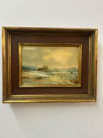 Ölgemälde auf Holz Englische Winterlandschaft Mitte 19. Jh.