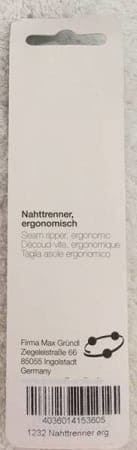 Cartoline: 1 Nahttrenner ergonomisch geformt gründl nähen naht – Nuovo e nell'imballaggio originale da Buchs SG venduto da Billikatze5 2