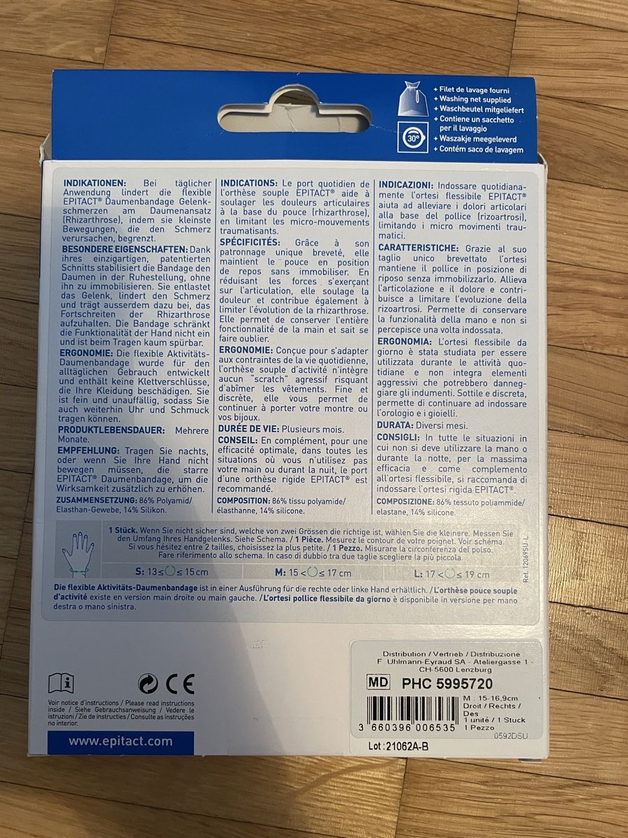 Protezioni & Imbottiture: Epitact Flexible Thumb Support, Size M – Nuovo (secondo la descrizione) da Neuchatel venduto da shi_9fzw 4