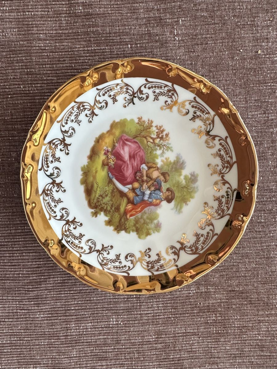 Teller: Kleiner Wandteller 19,5 cm Echt Goldrand – Gebraucht aus Herbriggen von Sehrazade