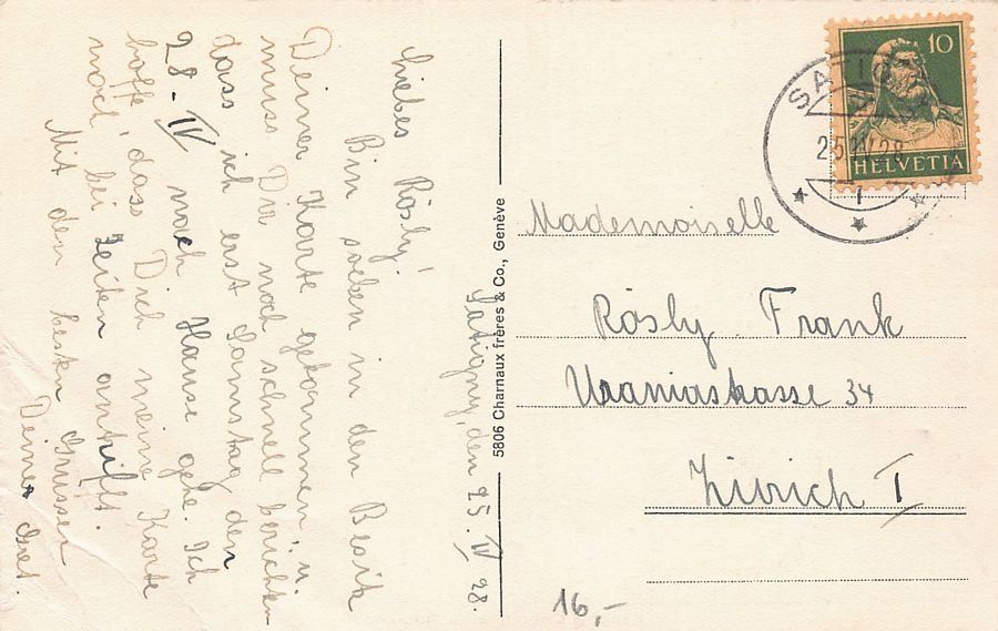 Cartoline postali: Satigny, Choully et le Reculet, circulée 1928 – Usato da Frauenfeld venduto da POML 1
