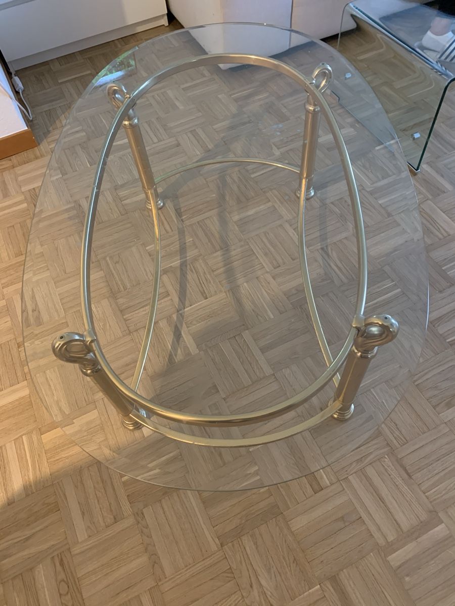 Tische: Couchtisch Glas Metall gold – Gebraucht aus Rottenschwil von Yoshiworks 1