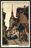 Steindruck-AK Alt-Aarau, Golattenmattgas