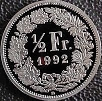 50 Rappen 1992 pp / aus Münzsatz  / in einer Münzkapsel