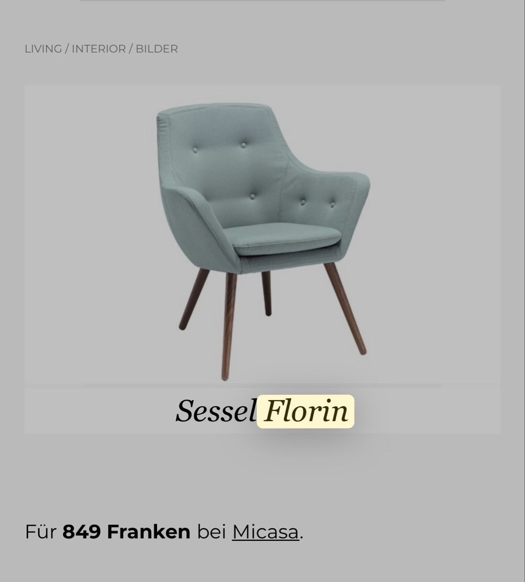 Micasa Sessel: Florin Sessel Mint Micasa – Gebraucht aus Zürich von Privat4444