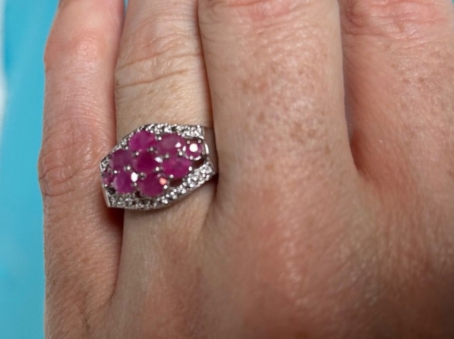 Anelli: Silberring Himbeere Spinel und Brillanten echt (53) – Usato da Dittingen venduto da Bijoubelle 6