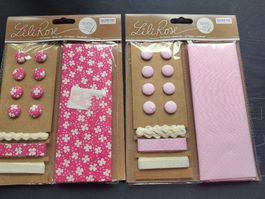 2 Pack textile Stoff, Band, Rosa Pink, Knöpfe Neu Gorex