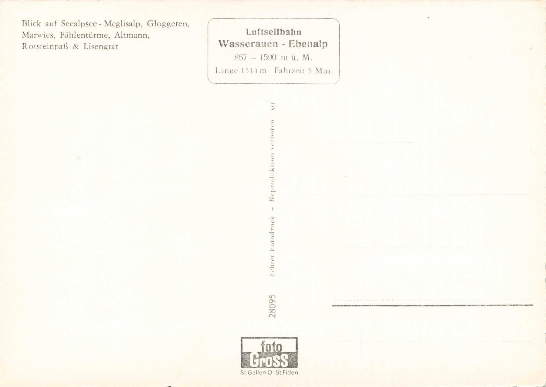 Cartoline postali: Lufteilbahn Wasserauen ebenalp G – Usato da Biasca venduto da Blenio71 1