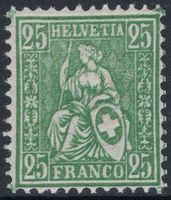 25 Rp. Sitzende Helvetia mit ABART Schmitzdruck nach rechts