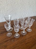 Set of 8 vintage crystal glasses assorted patterns