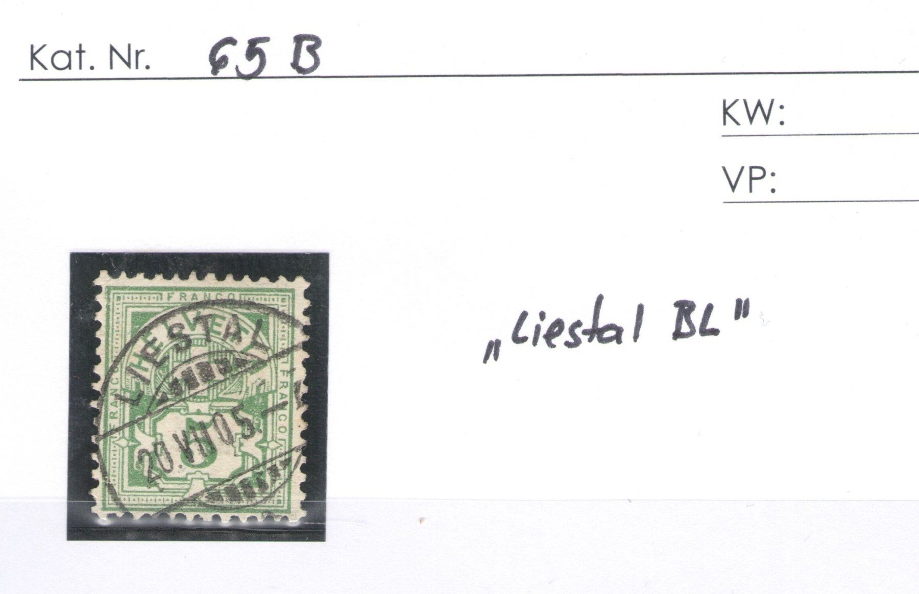 Alle Briefmarken: CH - Ziffermuster - SBK Nr. 65B - Liestal BL – Gebraucht aus Rombach von VENTIS-Auktionen